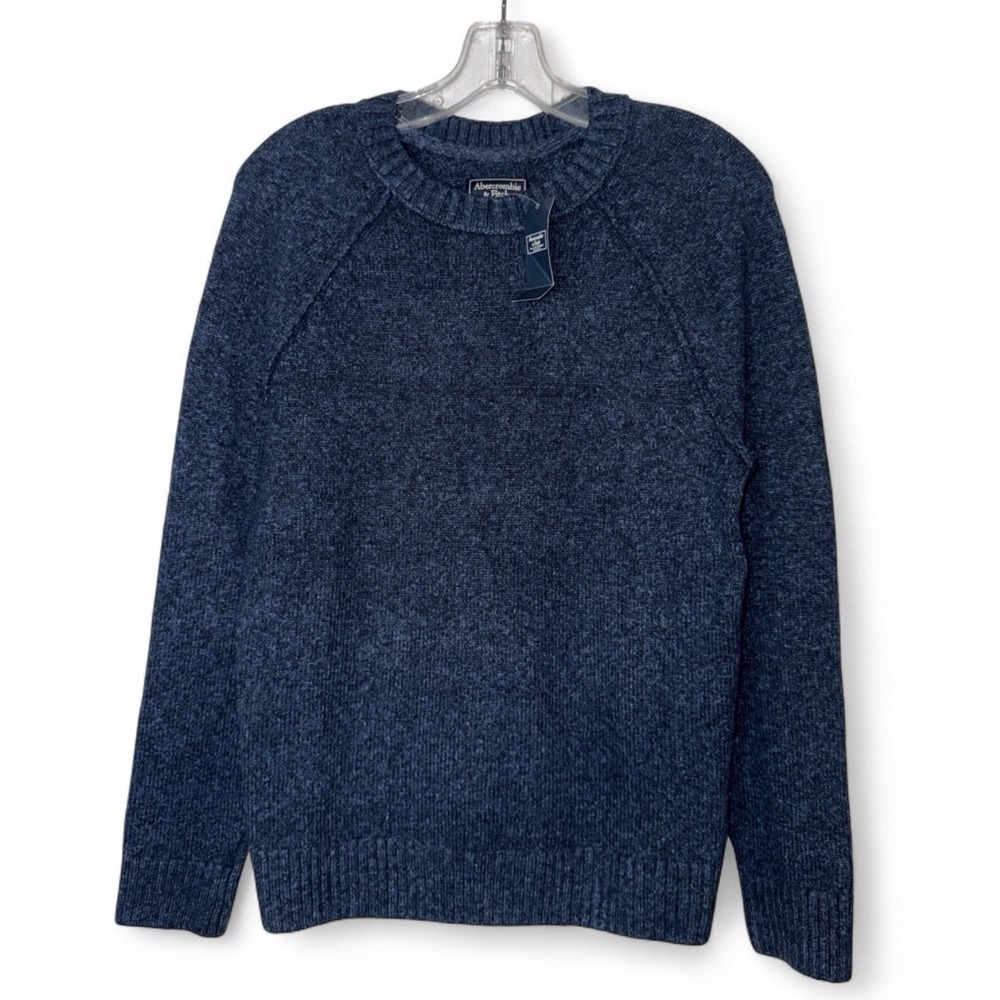 NWT Abercrombie & Fitch Sweater Womens XS Blue Heather Raglan Crewneck Preppy